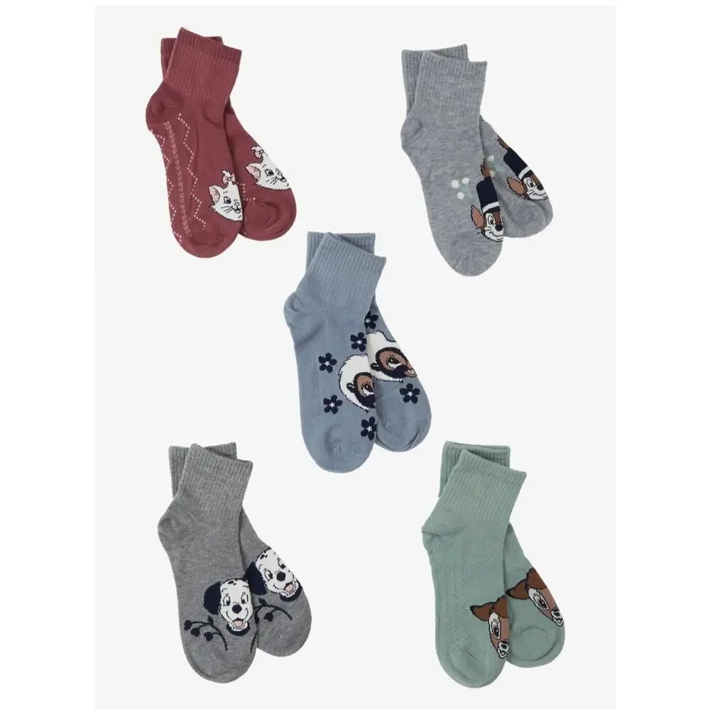 Disney Pets Quarter Crew Socks 5 Pairs Size 9-11 Shoe Size 4-10